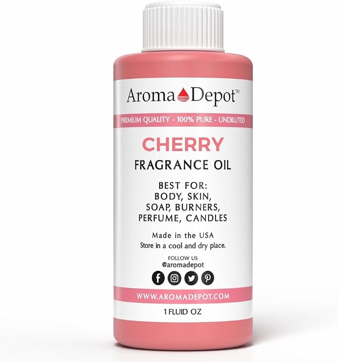 Aroma Depot 1 fl oz Cherry Fragrance Oil for Candles, Soap Making, Wax Melts, Diffusers, Body Oil Blends & Incense