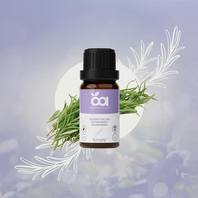 Rosemary Essential Oil by Organic Alley | 100% Pure Rosmarinus Officinalis Oil, Therapeutic Grade | Aromatherapy Essential Oil for Clarity & Focus (0.33 Fl Oz)