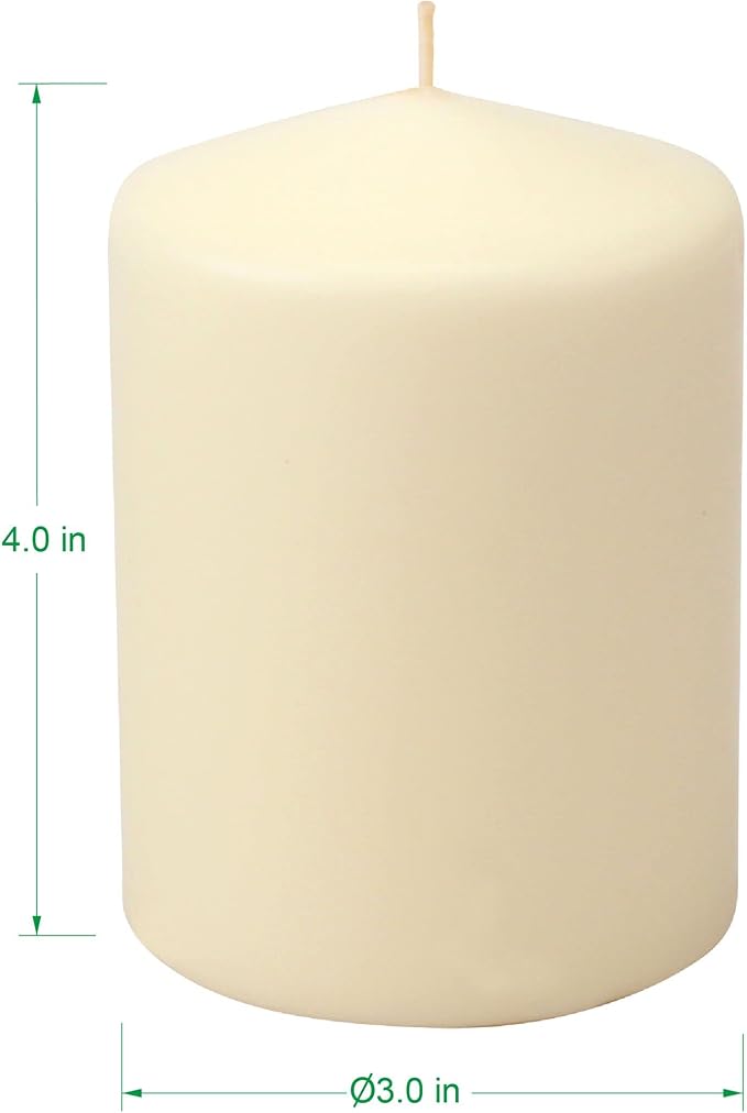 Stonebriar 35 Hour Long Burning Unscented Pillar Candles,3x4,Ivory,(Pack of 4)
