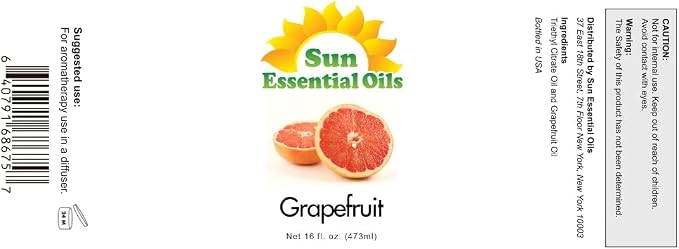 Sun Essential Oils Grapefruit Essential Oil 16oz Bulk for Aromatherapy, Diffuser, Enhance Mood, and Stress Ease