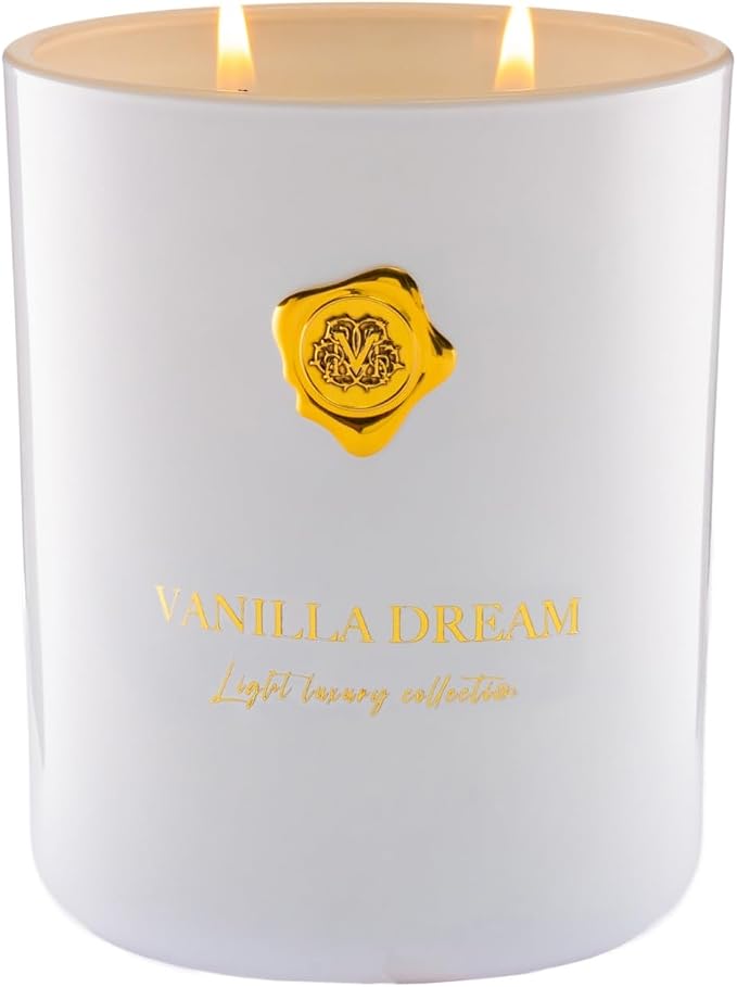 M&SENSE Vanilla & Dream Scented Candle | 90-Hour Burn,16.6 oz | Long-Lasting for Mood Healing and Gifting | Natural Non-Toxic Soy Wax | for Bathroom, Kitchen, Office