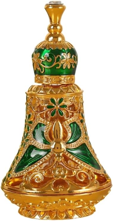 Arabic Patterns Scent Bottle, Middle Eastern Alloys Stylish Perfume Bottle, Small Sized Portable Container for Home Travel Carrying