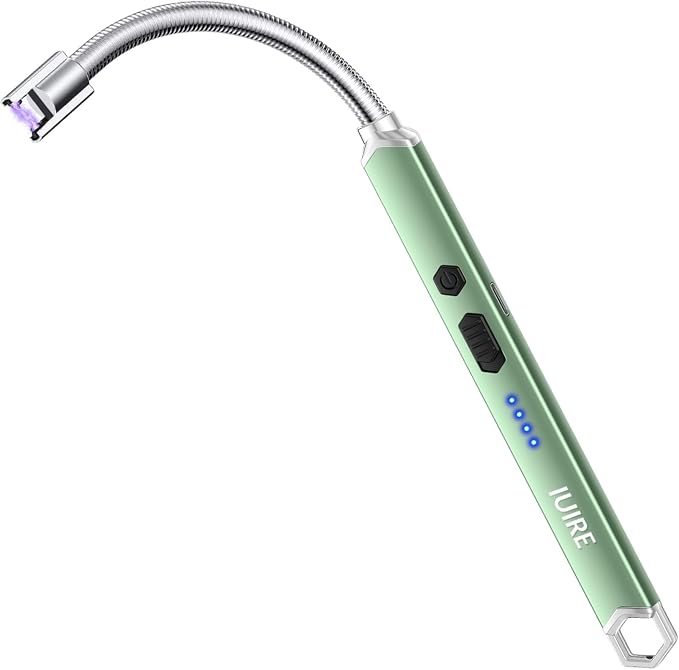 Electric Candle Lighter USB C Rechargeable Plasma Arc Lighters with 360° Flexible Neck Windproof for Deep Candles, Gas Stove, Camping Grill & Fireworks (Green)