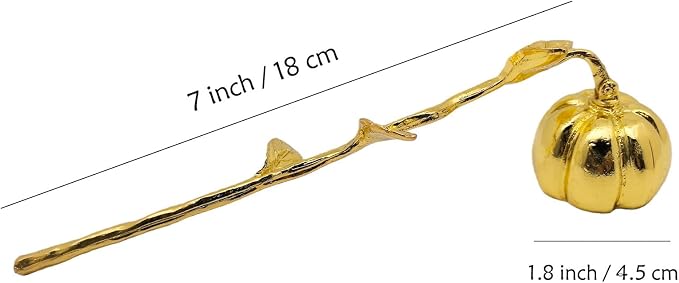 AIM & GGKK Gold Pumpkin Candle Snuffer Extinguisher - Long Handle for Safe Flame Out,Decorative Snuffers Accessory for Candle Lovers
