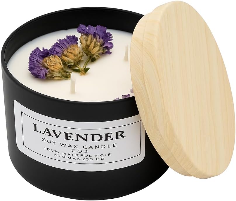 Lavender Soy Candle – 8 oz Luxury Aromatherapy Candle – Calming Floral Scent for Relaxation & Bedroom Ambiance – Clean Burning, Hand Poured – Aqua MARR