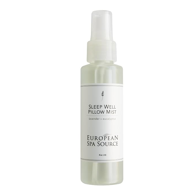 European Spa Source Tranquil Dreams Bundle: SleepWell Eucalyptus + Lavender Pillow Spray & French Lavender Candle, 4 Fl Oz