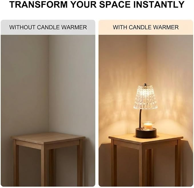Crystal Candle Warmer Lamp, 7 Color Changing Lights, Electric Wax Melt Warmer with Timer & Dimmer, Flameless Fragrance Lamp for Large Jar Candles, Home Decor Gift Women