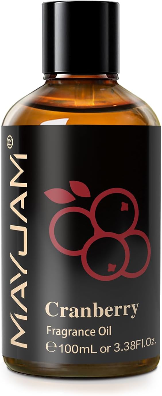 MAYJAM 100ML/3.38FL.OZ Cranberry Fragrance Oils with Glass Dropper, Essential Oils for Diffusers, Long Lasting Scented Oils for Soap Candle Making