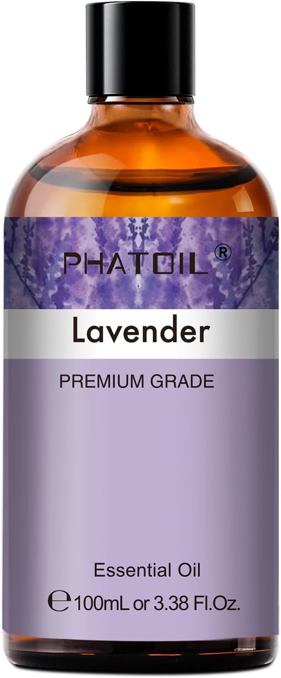 Lavender 3.38fl.oz Essential Oil, PHATOIL Aromatherapy Essential Oils for Diffuser, Humidifier, Perfect for DIY Soap, Candle, Bath Bombs Making(100ml)