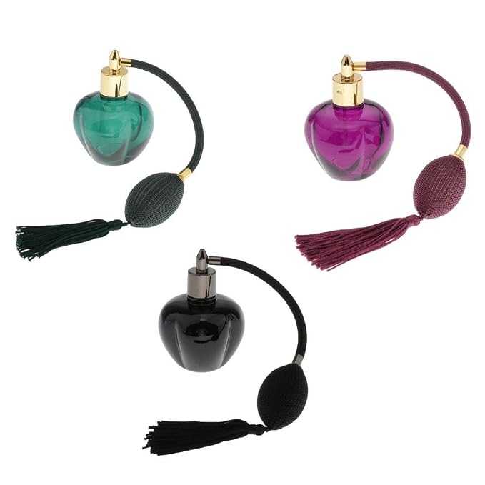 Long Bulb Perfume Bottle 100ml for Refill, black, 10.5x6.5cm