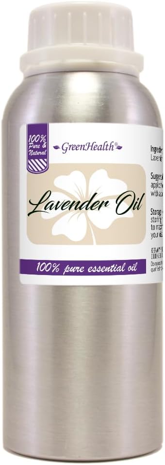 GreenHealth Lavender Essential Oil – 8 fl oz (237 ml) – Aluminum Bottle w/Plug Cap – Lavender Oil for Diffuser, Aromatherapy, Soap Making, Candles & DIY
