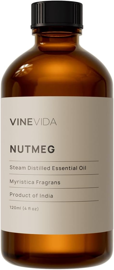 VINEVIDA Nutmeg Essential Oil 4 oz - Pure, Undiluted Nutmeg Oil for DIY Candle Scents - Safe for Skin