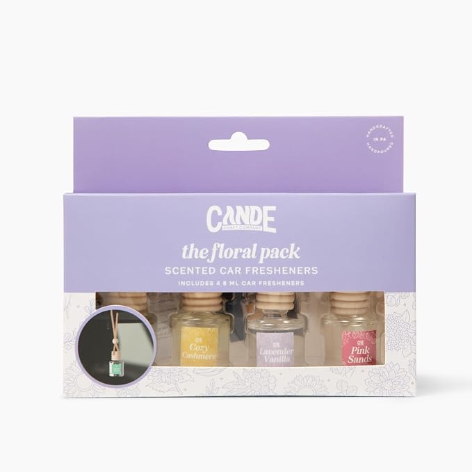 CE Craft Hanging Car Air Freshener – Fragrance Oil Diffuser with Essential Oils – Long-Lasting Aromatherapy Scents for Automobiles – 4 Pack, Floral