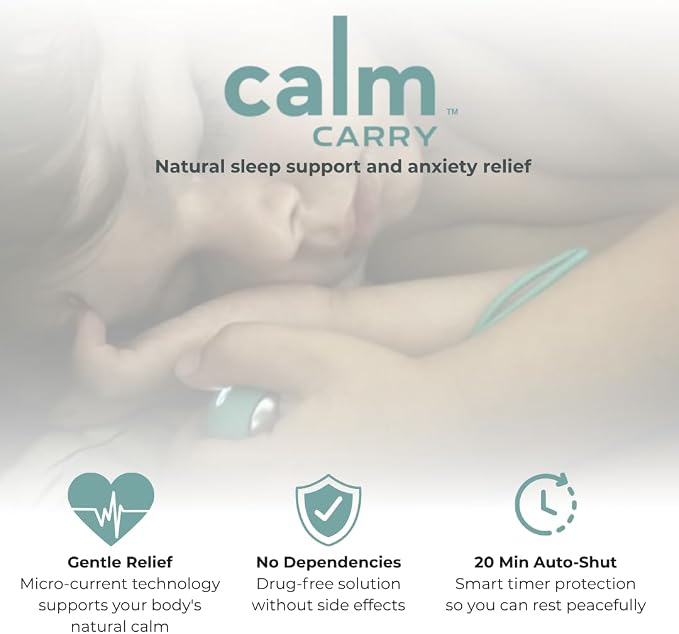Glowco CalmCarry Sleep Aid Device – Handheld Microcurrent Relaxation Tool, Supports Calm, Focus & Gentle Relief, USB Rechargeable, Portable Wellness Device for Adults & Kids | Gray Calm Carry