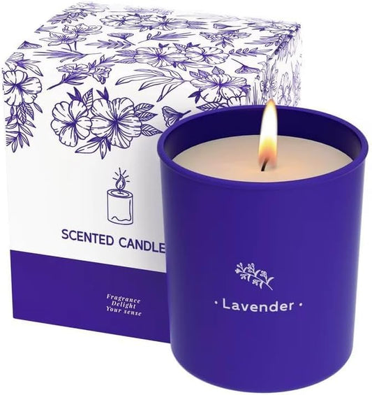 Lavender Candles for Home Scented, 8 oz Scented Candles Present, Purple Jar Wax, Made with Soy for Women, 45 Hour Long-Lasting Burn for Christmas Mom Girl Birthday Christmas Giving - 1 Pack