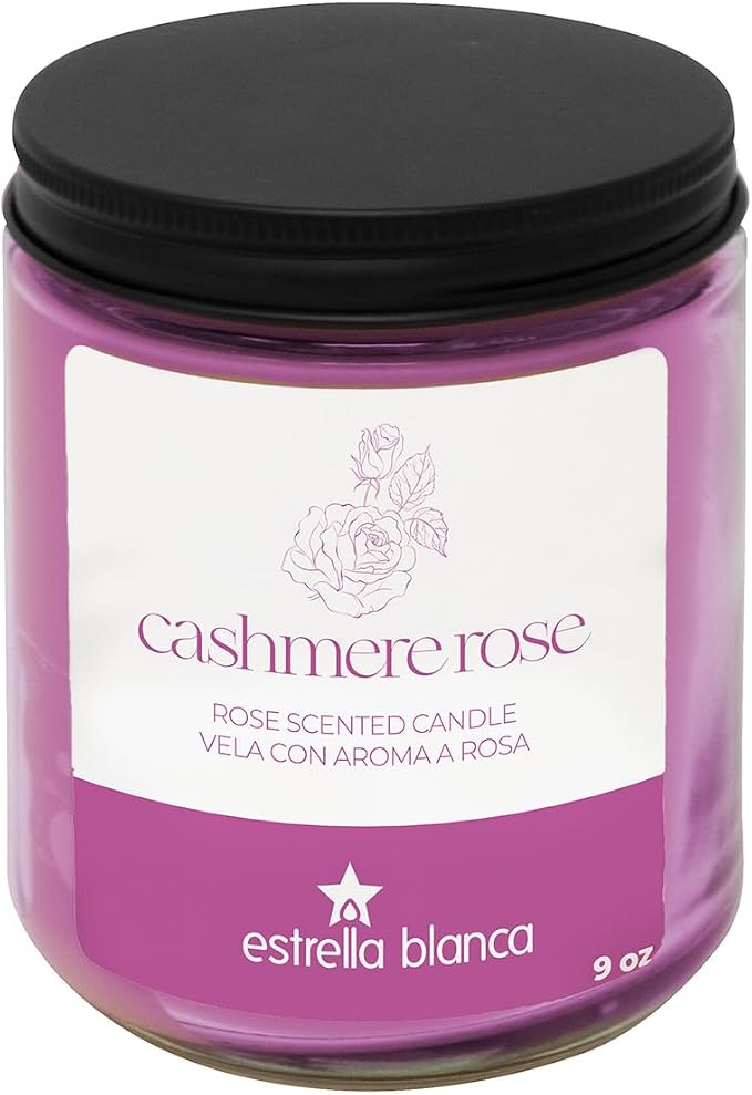 Cashmere Rose Scented Candle, 9oz Clear Glass Jar, Floral Home Fragrance, Scented Candles for Home, Soy Candles for Home Scent, Candle Gift for Women Men, Home Fragrance Decoration