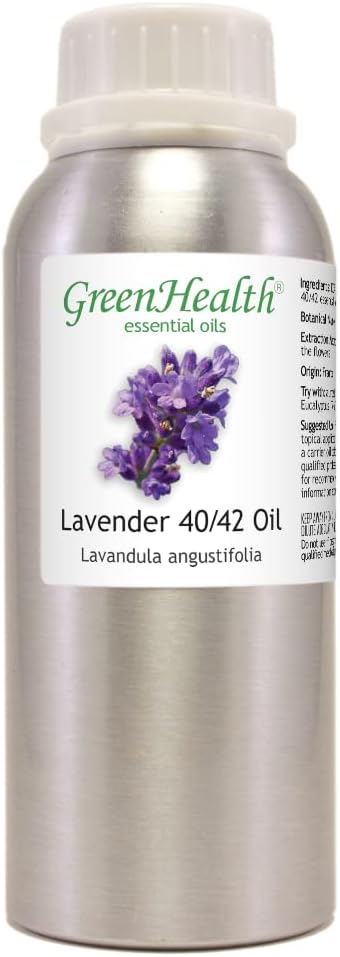 Lavender 40/42 Essential Oil – 8 fl oz (237 ml) Aluminum Bottle w/Plug Cap – 100% Pure Essential Oil – GreenHealth