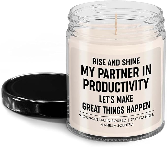 Coworker Sarcasm Vanilla Candle - Partner in Productivity - Chaos Coordinator Gifts Coworker Leaving Inspirational Farewell Gift Work Friend Employee