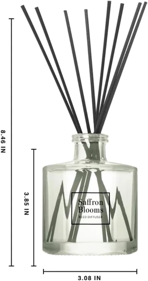 Bellevue Diffuser, 6 fl oz Glass Filled Diffuser, Highly Concentrated Fragrances with Essential Oils, Home Fragrance, Scent:Saffron Blooms (Pack of 2)