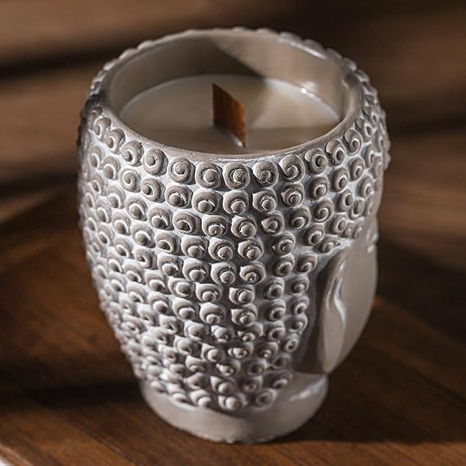 Zen Tea Scented Candle - Buddha Head Decorative Candle, Soy Wax Aromatherapy Candle for Relaxation, Meditation & Home Decor, Gift for Her/Him (8oz)