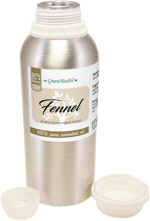 Fennel Essential Oil – 8 fl oz (237 ml) Aluminum Bottle w/Plug Cap – 100% Pure & Natural Essential Oil for Aromatherapy, Relaxation & DIY – GreenHealth