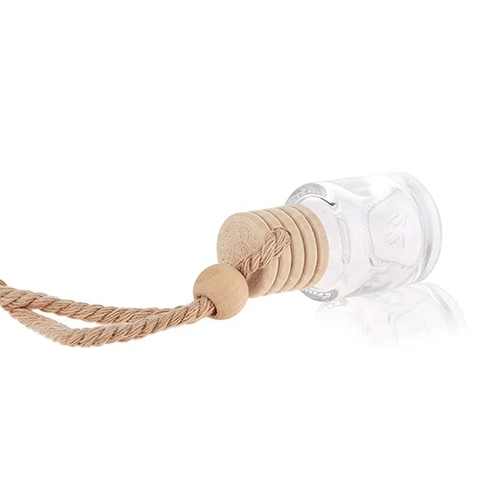 10 Packs Car Hanging Diffuser Empty Glass Perfume Bottles Air Freshener Diffuser Bottle Pendant Oil Fragrance Aromatherapy Bottle Ornament Decor (round)