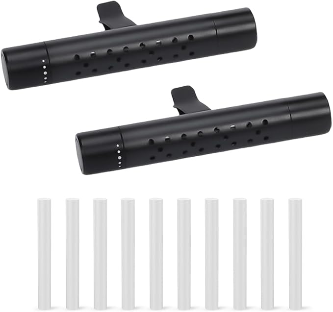 Osilly 2PCS Car Diffuser Vent Clip, Vehicle Essential Oil Scents Set with 10 Unscented Refill Sticks, Automotive Vent Air Freshener Decoration Accessories, Universal for SUV, Sedan, Truck (Black)