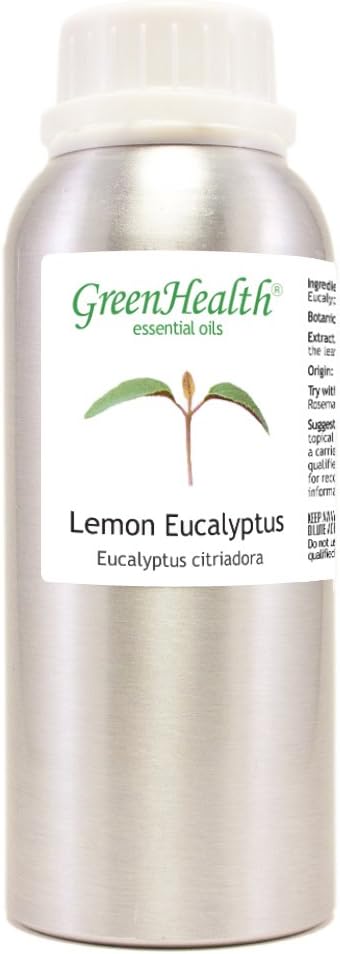 GreenHealth Lemon Eucalyptus Essential Oil – 8 fl oz (237 ml) Aluminum Bottle w/Plug Cap – 100% Pure, Natural Aromatherapy Oil for Diffusers, Candles, DIY & Home Refreshing