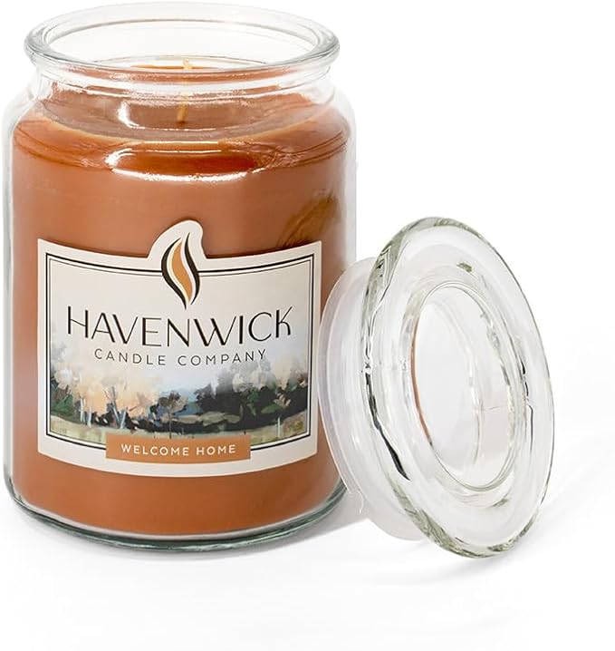 Havenwick Welcome Home Soy Blend 22-oz Large Jar Candle, Long Lasting 110-130 Hour Burn Time with Single Cotton Wick, Relaxing Scented Candles for New Home Gift & Housewarming Parties