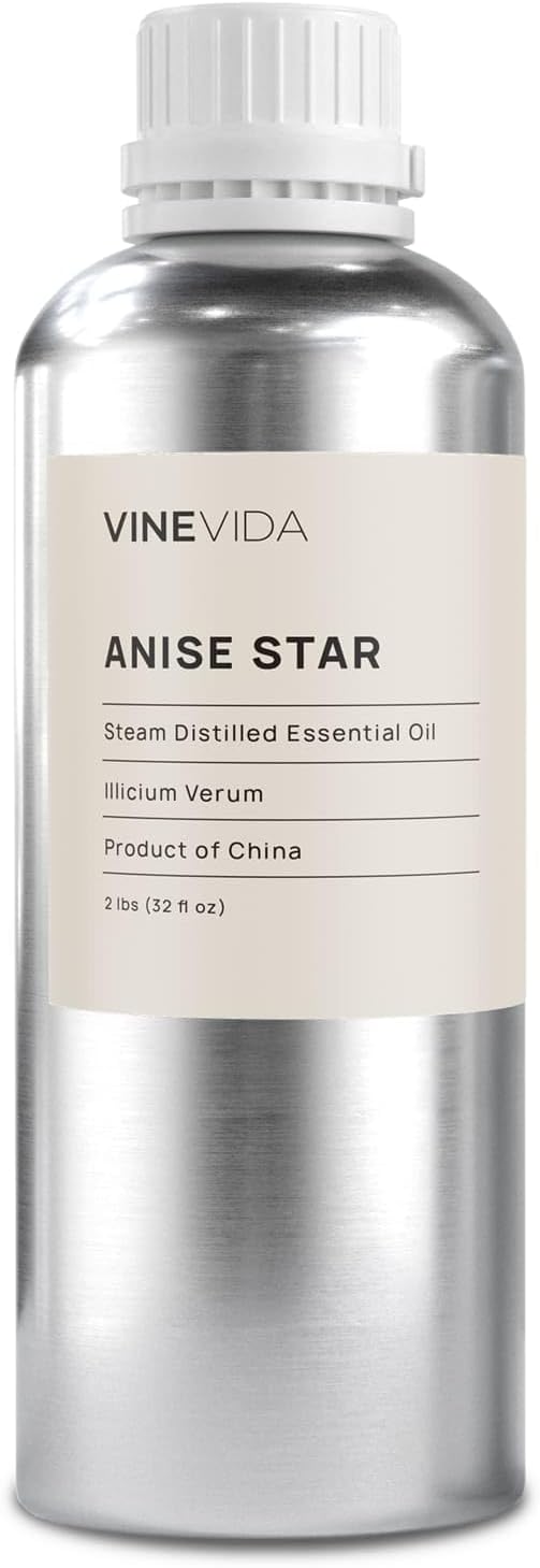 VINEVIDA Anise Star Essential Oil 32 oz - Undiluted for Candlemaking and Soap Making - DIY Candle Scents - Bulk Oil Safe for Skin