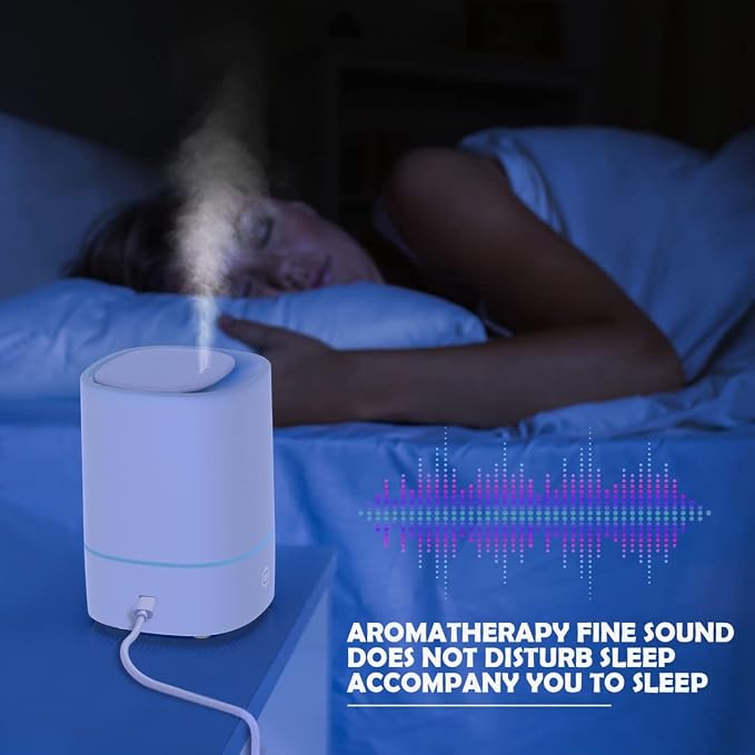 Essential Oil Diffusers for Home with USB Cord, 150ml Aroma Humidifier for Office, Water Shortage Protection, 7 Color LED Lights White Scent Mist Dorm Room Essentials Aromatherapy Ultrasonic