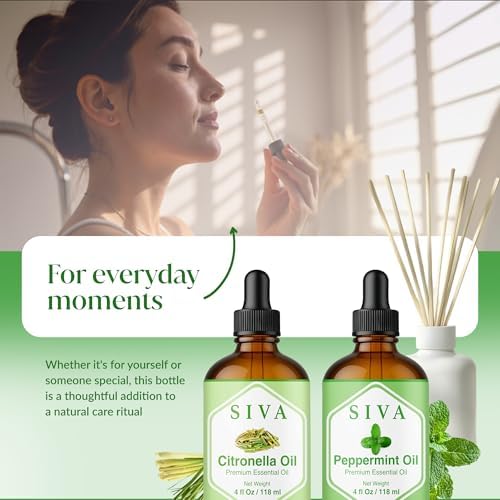Siva Citronella Essential Oil and Peppermint Essential Oil 4oz Bundle Super Saver Combo – Premium Grade Value Set for Aromatherapy, Skincare and Haircare