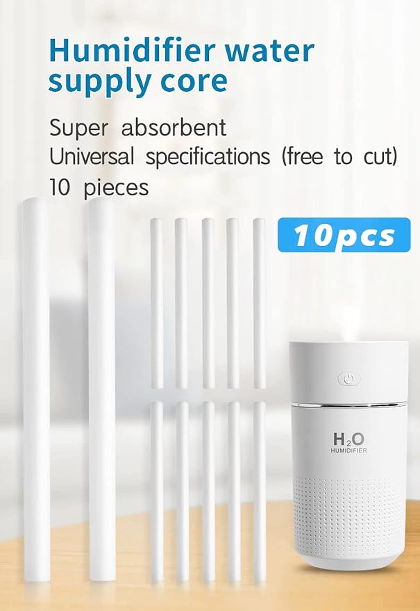10 Pieces Humidifier Sticks Cotton Filter Refill Sticks Filter Replacement Wicks USB Humidifier Replacement Parts for Humidifier Car Humidifier Replacement Parts Can be cut(5.9 Inch)