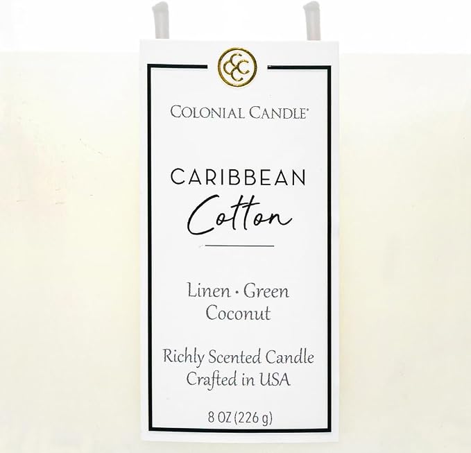 Colonial Candle Caribbean Cotton Scented Candle Jar, Highly Fragranced Candles for Home Scented, Mottled Wax Candle, 2 Wick, 8 oz - Made in the USA