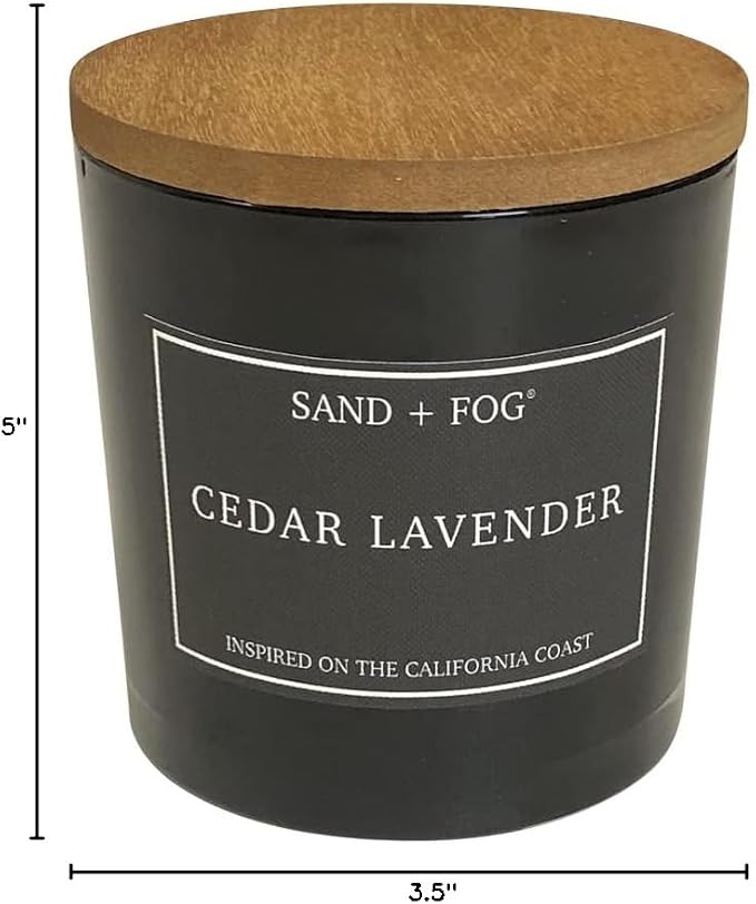 Sand + Fog Scented Candles - Cedar Lavender - Additional Scents and Sizes - 3 Wicks 100% Cotton Lead-Free - Luxury Air Freshening Jar Candles - Perfect Home Decor - 21 oz