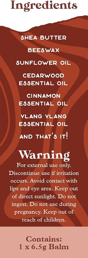 Essential Oils Balm Stick | Grounded Thought Aromatherapy Balm | All Natural Body Balm | Cedarwood, Cinnamon & Ylang Ylang Essential Oils Blend To Support Concentration and Focus | 6.5 grams