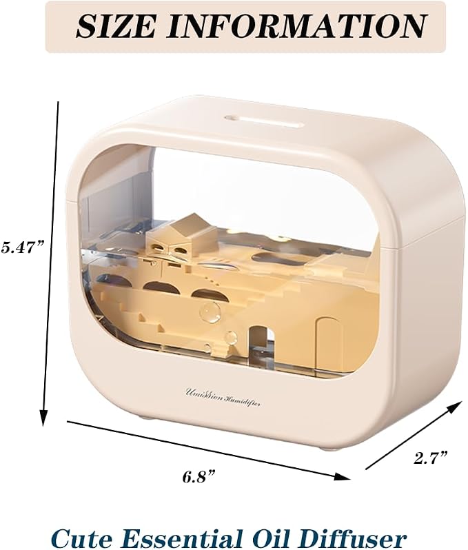 Essential Oil Diffuser, Cute Humidifier with 7 LED Light Colors, Waterless Auto Shut-Off & Timer Setting Cool Mist Humidifier Diffuser for Spa Home Yoga Office Bedroom(Cream)