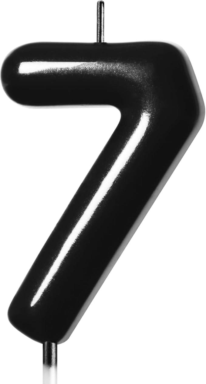 2.76“ Large Black 7 Birthday Candle, 7 Candle for 7th Birthday Boy, Number 7 Candle for Boys Black Theme Birthday Party Decorations, Black Birthday Candles for Emo Birthday Decorations