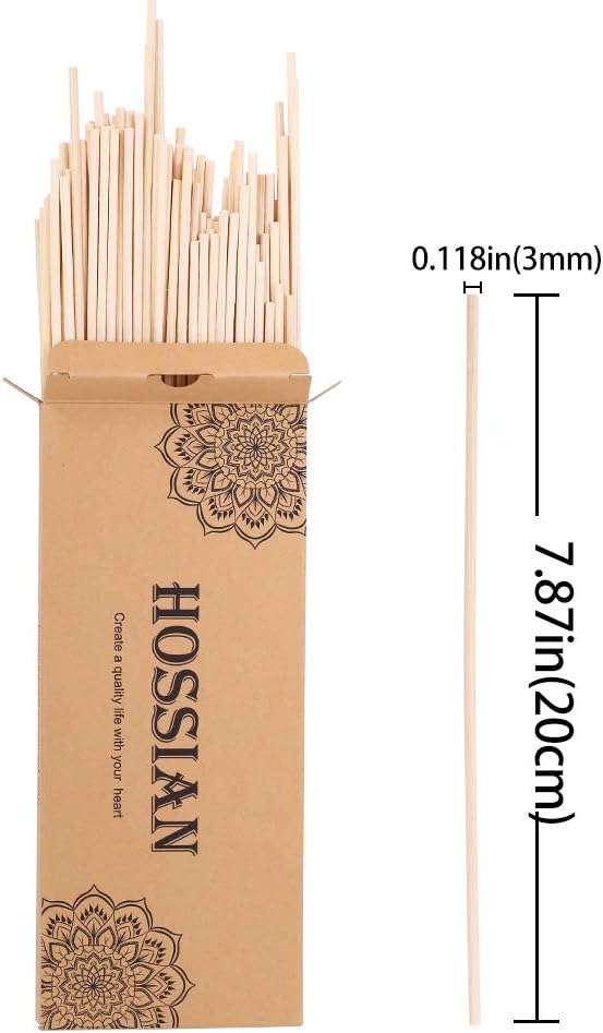 HOSSIAN 100 PCS Reed Diffuser Sticks-Diffuser Sticks-Diffuser Replacement Sticks- Reed Sticks Aroma Diffuser Sticks for Aroma Fragrance (Natural Wood Color 7.87 Inch)