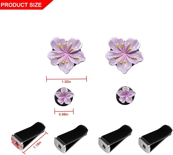 Bittwee 4PCS Car Air Vent Clip, Cute Refillable Flower Aesthetic Automotive Vent Clip Air Freshener Diffuser for Women Girls, Vehicle Interior Decoration Universal for SUV Truck RV and More（Purple）