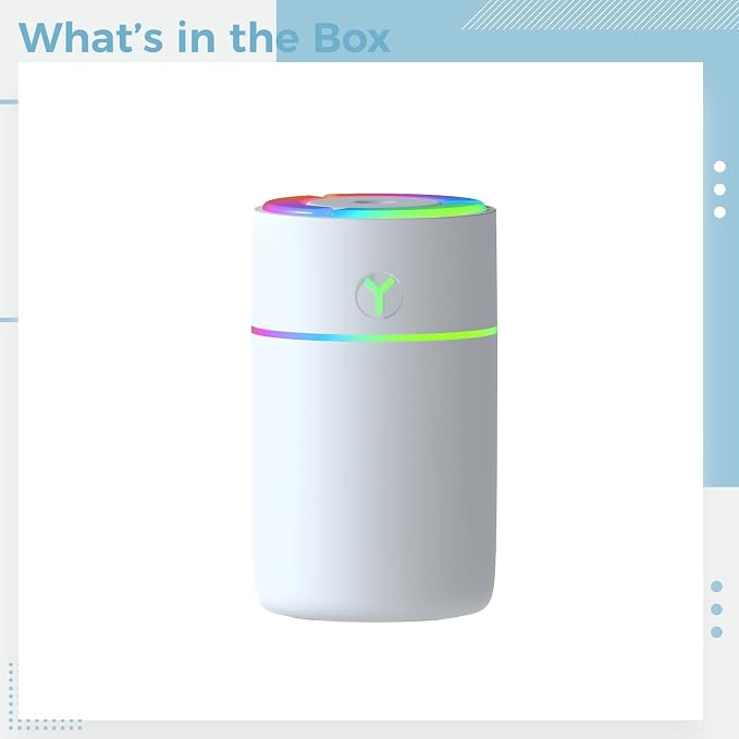 Compact Usb Mini Humidifier, Travel Friendly Cool Mist Diffuser With Colorful Light, Quiet 230 Ml For Car And Desk