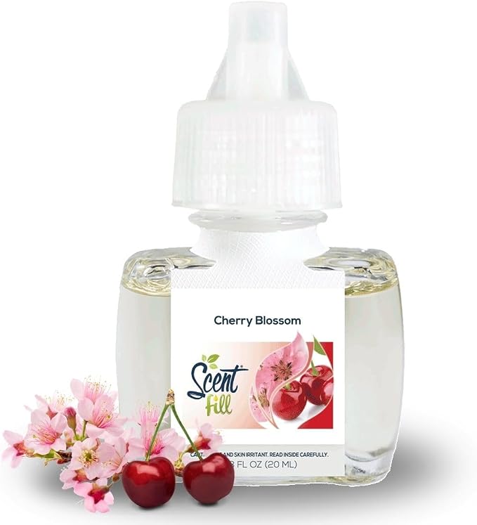 Scent Fill Cherry Blossom Plug in Air Freshener, Scented Oil Refills, 2 Refills + Diffuser