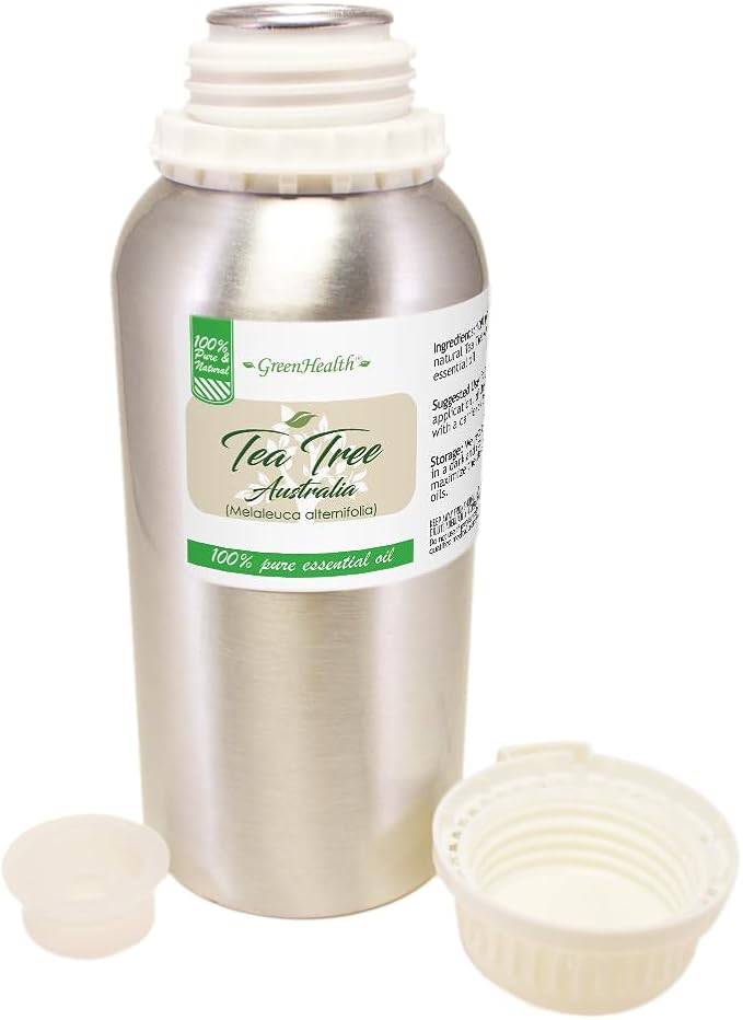 Tea Tree (Australia) Essential Oil – 16 fl oz (473 ml) Aluminum Bottle w/Plug Cap – 100% Pure Essential Oil – GreenHealth