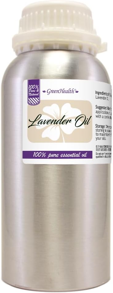 2 Bottles – GreenHealth Lavender Essential Oil – 16 fl oz Each (32 fl oz Total) – 100% Pure & Uncut – Aluminum Bottles – Bulk Lavender Oil for Diffuser, Aromatherapy, Soap Making & Candles