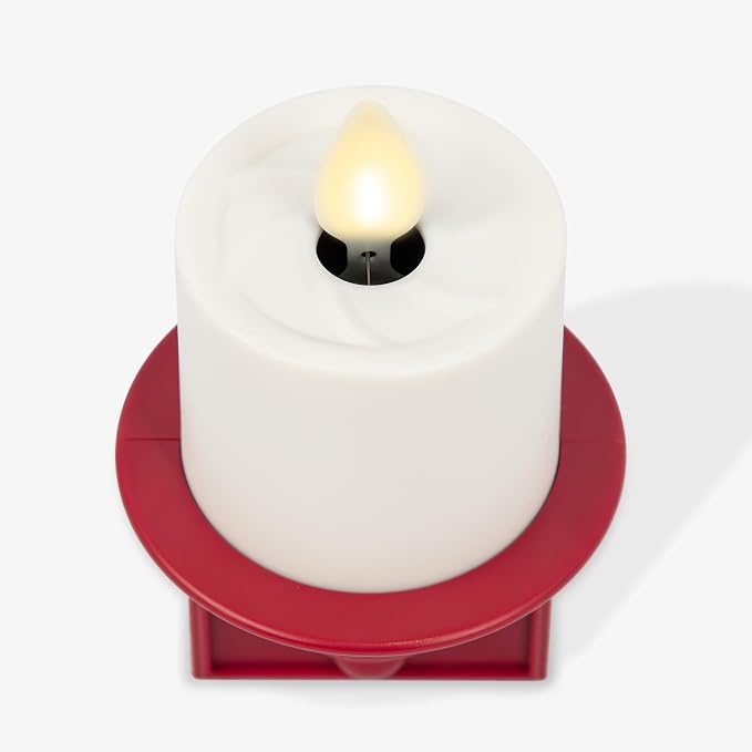 Luminara Flameless Candle Nightlight w/Dusk to Dawn Light Dark Auto Sensor, Red Wall Plug Indoor Night LED Light w/Real-Flame Effect Technology, Bathroom Bedroom Hallway, No Remote Needed