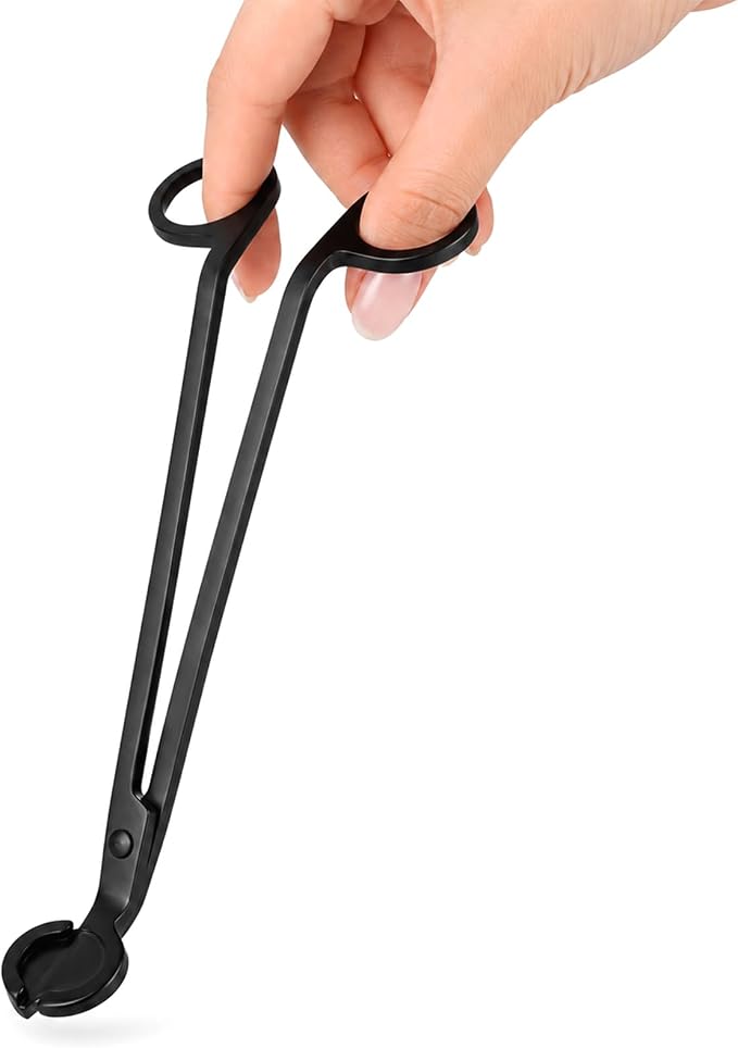 CHEFBEE Candle Wick Trimmer, Black Polished Stainless Steel Wick Clipper Cutter, Scissors, Reaches Deep Into Candles to Cut Spent Cord, Allow Cleaner Burn and Prevent Soot Buildup