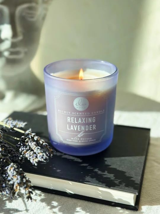 DW Home Relaxing Lavender Scented Candle for Home, 9 oz, Medium Single Wick Candle Jar, Up to 33H Burn Time, Luxury Scented Candle for Relaxation, Gifting, Home Décor