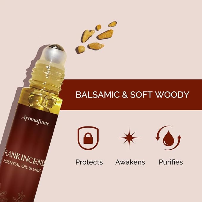Frankincense Resin Essential Oil Roll-On Blend by Aromafume | 1 x 10ml / 1 x 0.33 Fl Oz | Made with Boswelia Caterii & Boswelia Serrata | for Meditation, Spiritual Awakening, Prayer and Wellness