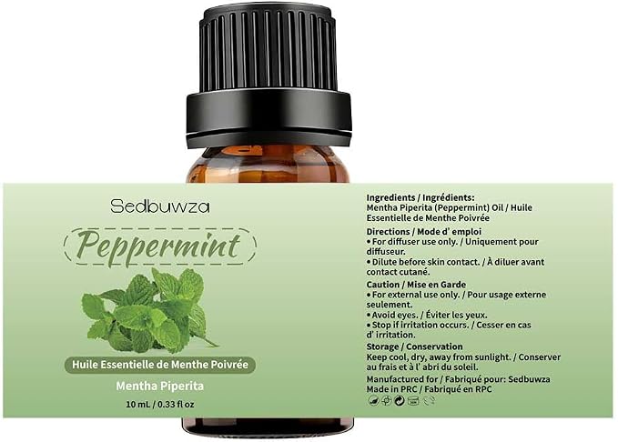Sedbuwza Peppermint Eucalyptus Essential Oil Set, Peppermint Fragrance Oil Eucalyptus Scent Oil Set for Diffuser, Aromatherapy, Massage, Soap, Candle Making 2 x 10 ml