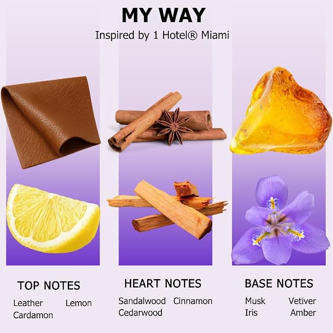 AROMELY My Way Diffuser Oil Blend | Luxury Home Fragrance Oil for Diffusers | Inspired by 1 Hotel | Signature Scent with Notes of Leather, Cardamom, Lemon, Cedarwood, Iris & Amber | 50ml
